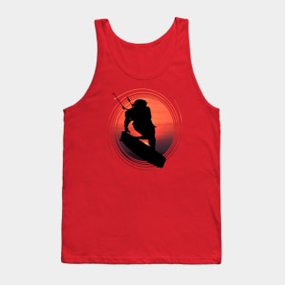 Kitesurfers Freestyle Kite Female Rider Silhouette Sunset Tank Top